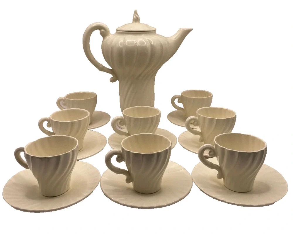 Vintage Franciscan Ware Swirl Teapot Espresso Tea Cup & Saucer California Set 17